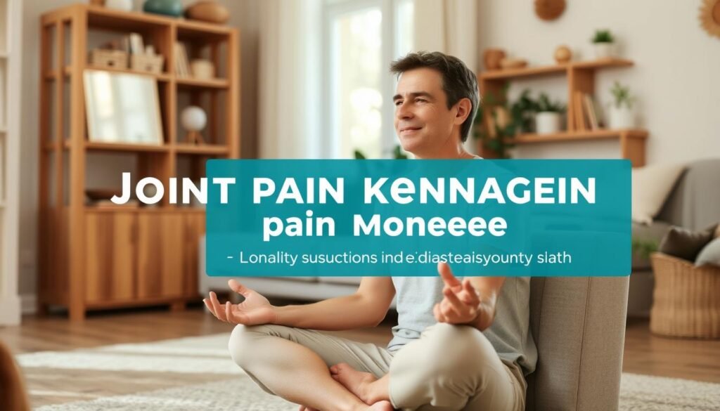 Person practicing mindfulness meditation for joint pain management Person practicing mindfulness meditation for joint pain management